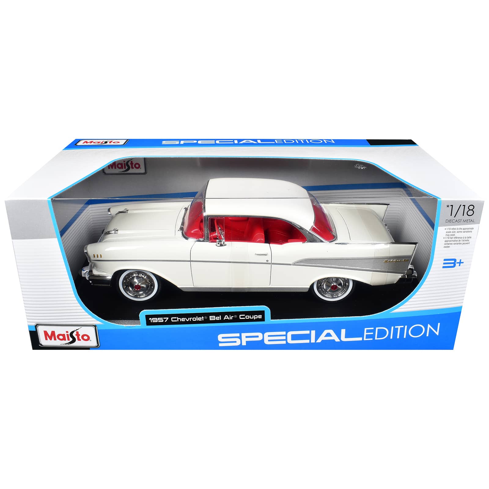 "1957 Chevrolet Bel Air Coupe White with Red Interior ""Special Edition"" Series 1/18 Diecast Model Car by Maisto" price history on PriceWatchPro