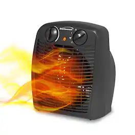 Brentwood - 1500-Watt Portable Electric Space Heater and Fan in Black