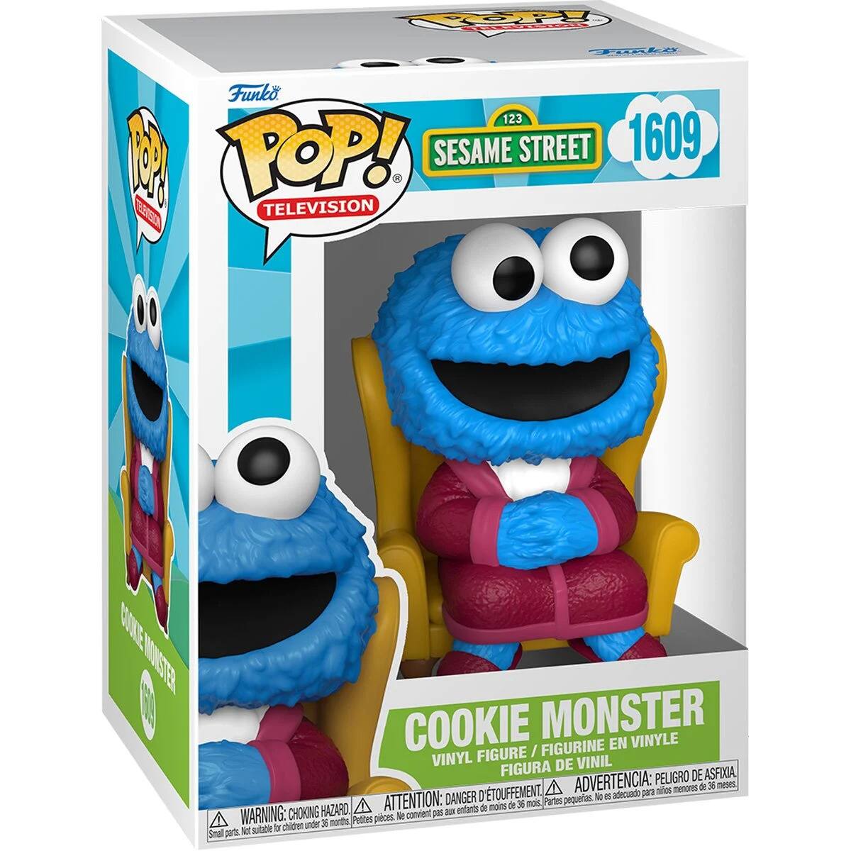 P CE FOcko Funko 123  POP! SESAME STREET 1609 EGESO TELEVISION ONE WUSER  COOKIE MONSTER FIGURINE EN VINYLE FIGURE / VINYL DE VINIL FIGURA DE ASFIXIA ADVERTENCIA: PELIGRO D'TOUFFEMENT adecuadio para mios DANGER pequerias. N i HAZARD ATTENTION: entants de moins de 36 mois. Partes WARNING: CHOKING convent pas DUK pieces. Ne under 36 months Pettes Not sulable fr childre Smal pas