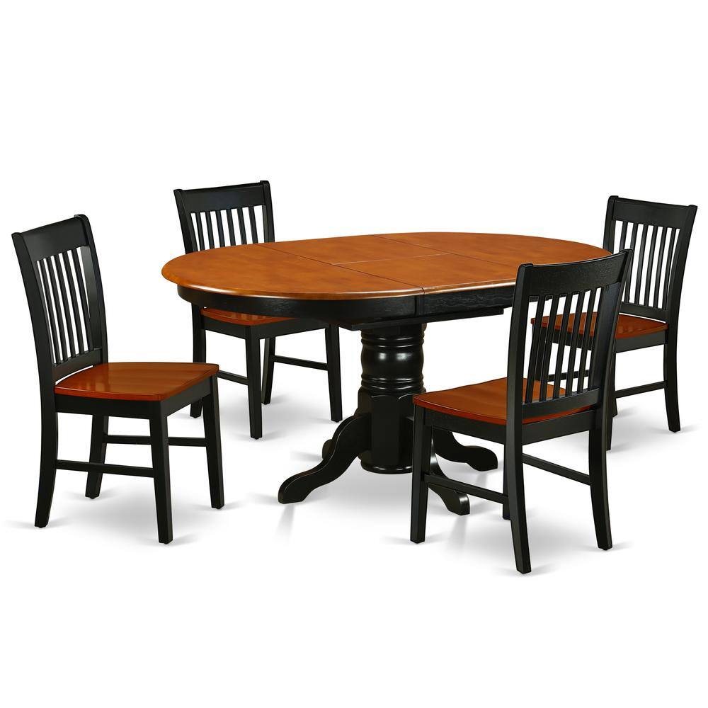 Back. East West Furniture - Dining Room Set Black & Cherry - Brown.