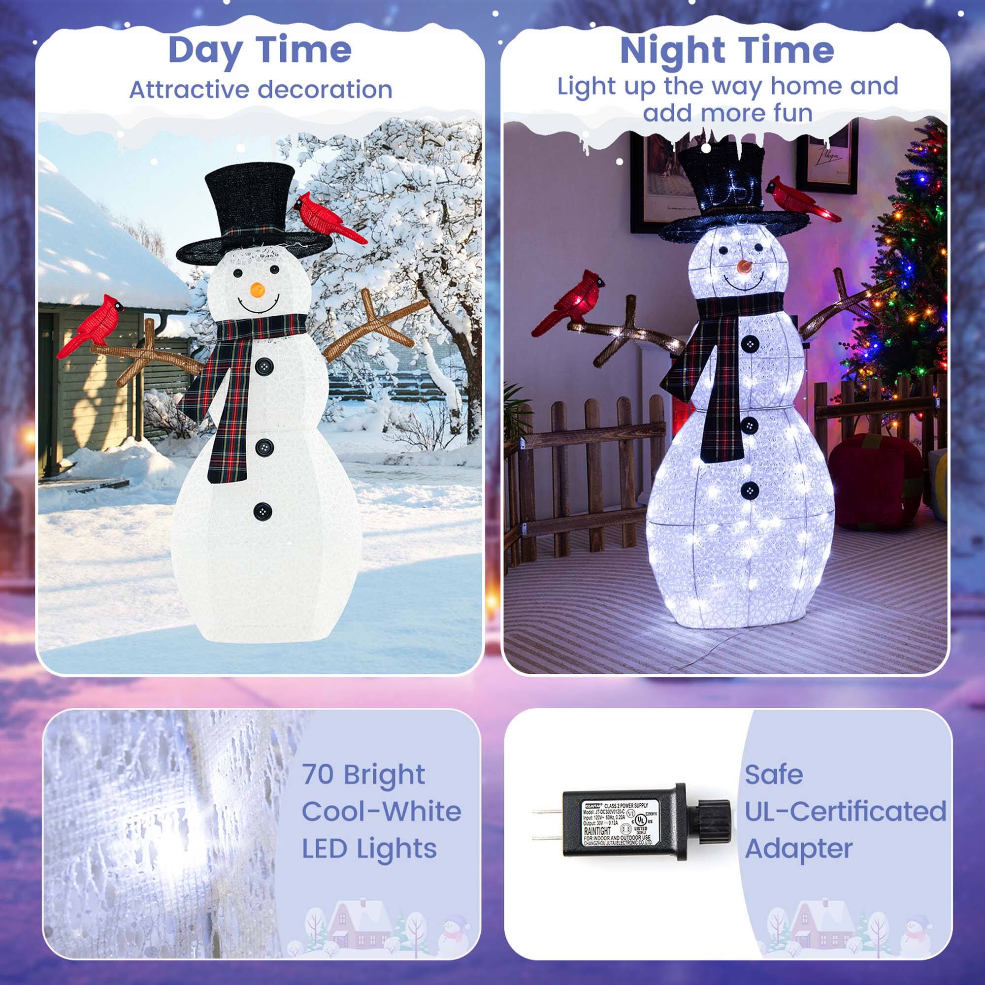 Day Time Attractive decoration:
- 70 Bright Cool-White LED Lights
- Safe UL-Certificated Adapter
Night Time:
- Light up the way home and add more fun
- 70 Bright Cool-White LED Lights
- Safe UL-Certificated Adapter