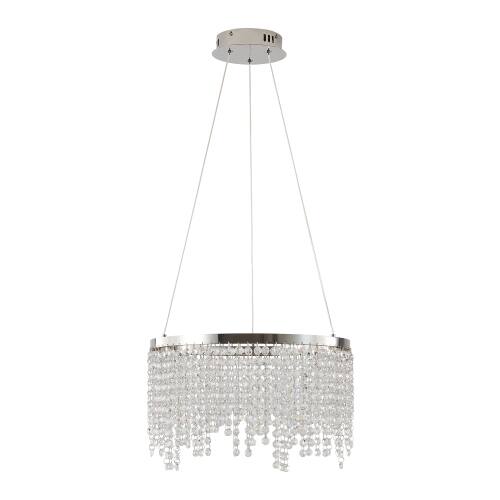 Alt View 4. LUCKY ONE - 16in Hanging Crystal LED Chandelier, Adjustable Height & CCT 3000K-6000K for Dining Room Living Room - Chrome,Transparent.