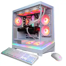 Front. CyberPowerPC - Gaming Desktop - Intel Core Ultra 9 285K 2024 - NVIDIA GeForce RTX 5090 32GB - 64GB DDR5 Memory - 4TB SSD Storage - White.