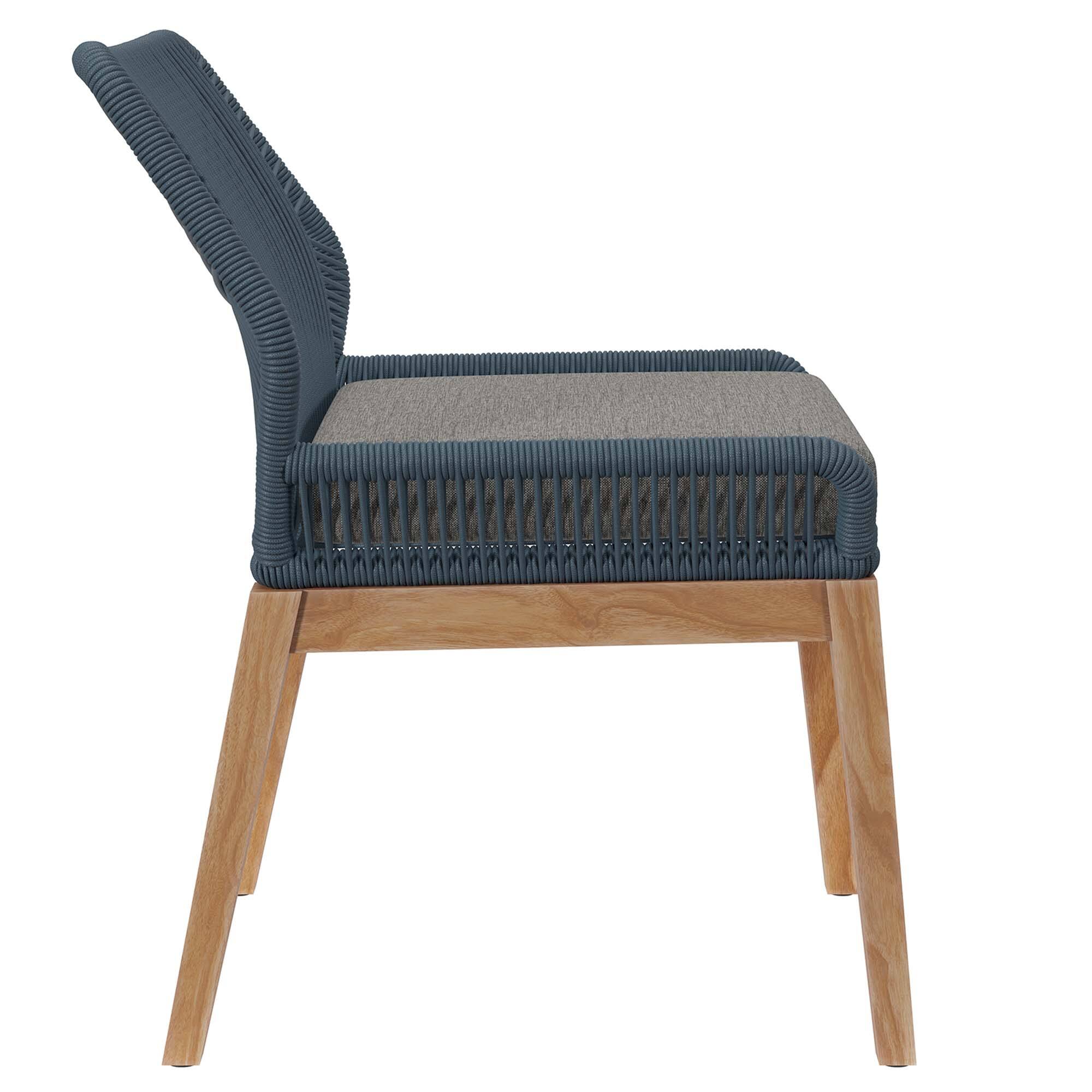 Alt View 1. Modway - Wellspring Outdoor Patio Teak Wood Dining Chair by Modway - Blue Graphite.