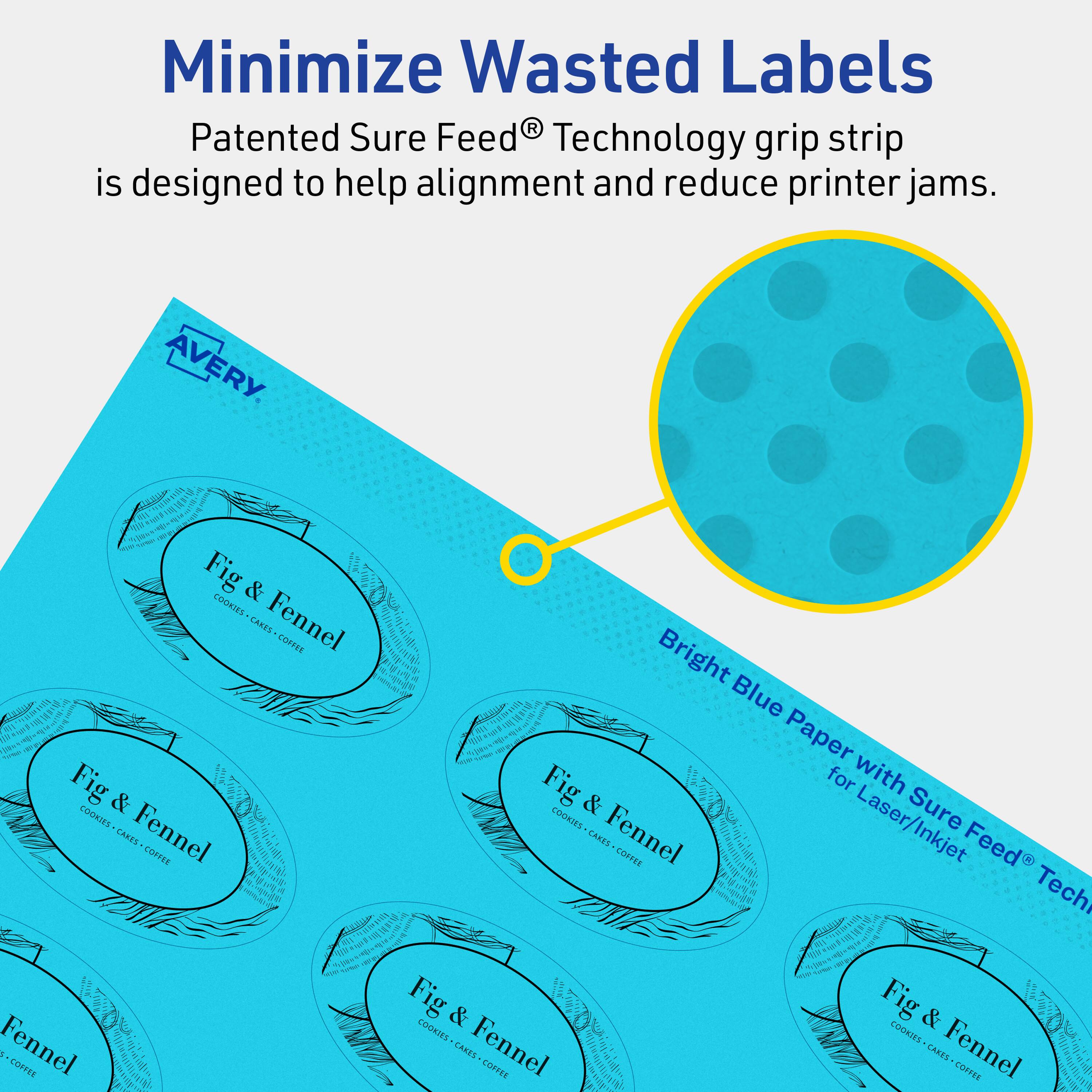 Minimize Wasted Labels

Patented Sure Feed® Technology grip strip is designed to help alignment and reduce printer jams.

AVERY

Bright Blue Paper with Sure Feed® Technology for Laser/Inkjet

Fig & Fennel
COOKIES - CAKES - COFFEE