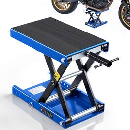 VEVOR - Motorcycle Lift, 1100 lbs Motorcycle Scissor Lift Jack with Wide Deck & Lock Pin, 3.74"-13.38" Center Hoist Crank Stand - Blue;Black