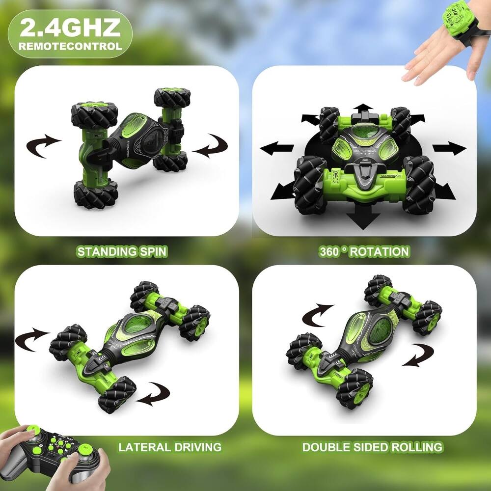 2.4GHz Remote Control  
Standing Spin  
360° Rotation  
Lateral Driving  
Double Sided Rolling