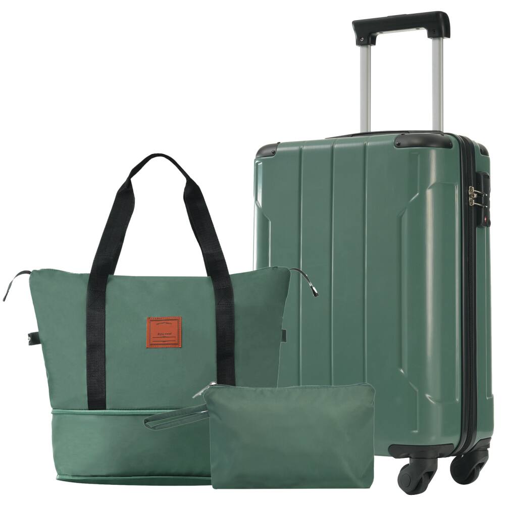 YONWAY - Hardshell Luggage Sets 3 Piece Carry-on Suitcases with Wheels Travel Luggage for Men Women, (20in) - Green