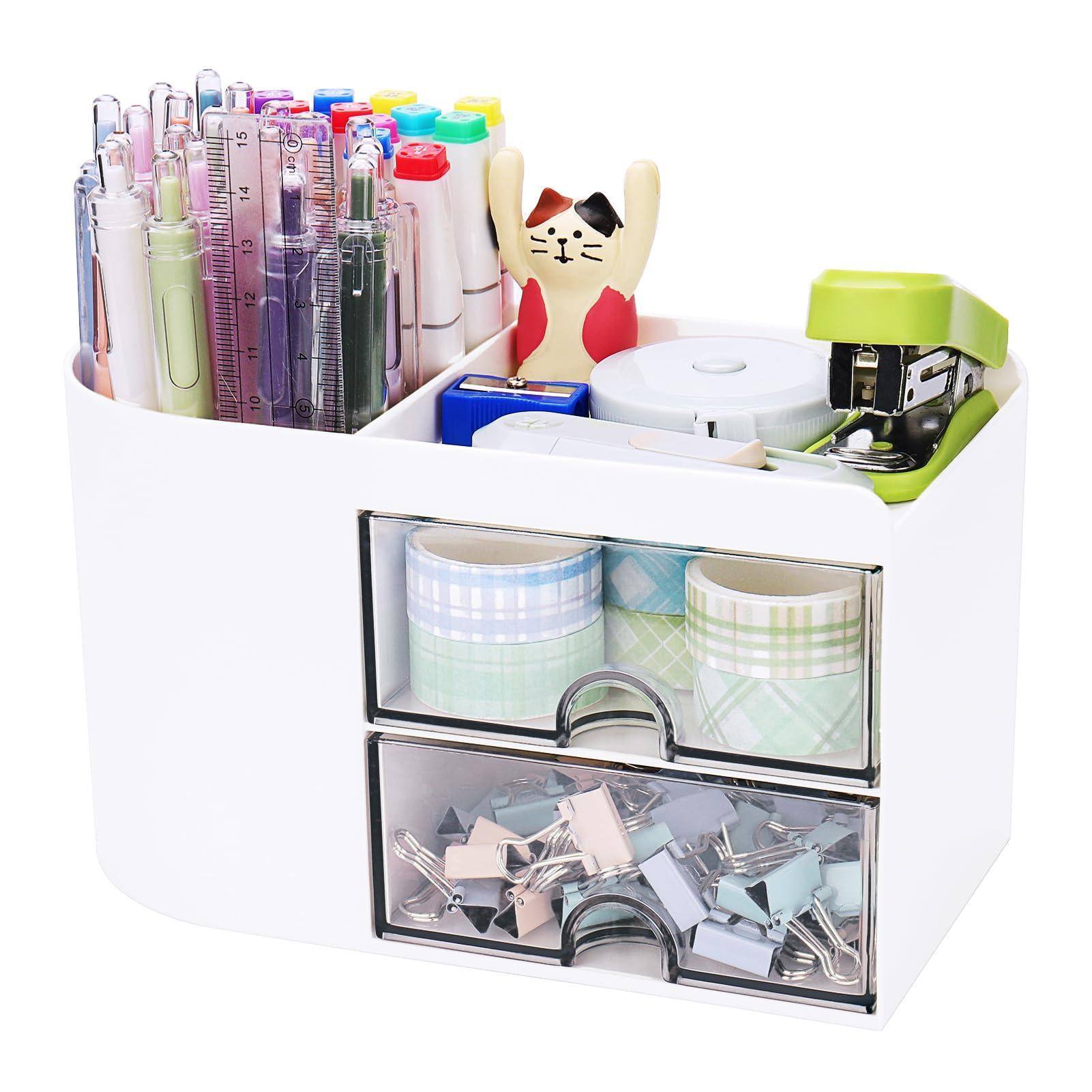 4 Compartments + 2 Drawer (White)