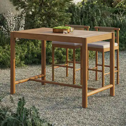 Front. Modway - Eleni Rectangle 56-Inch Outdoor Teak Wood Rectangular Bar Table by Modway - Natural.