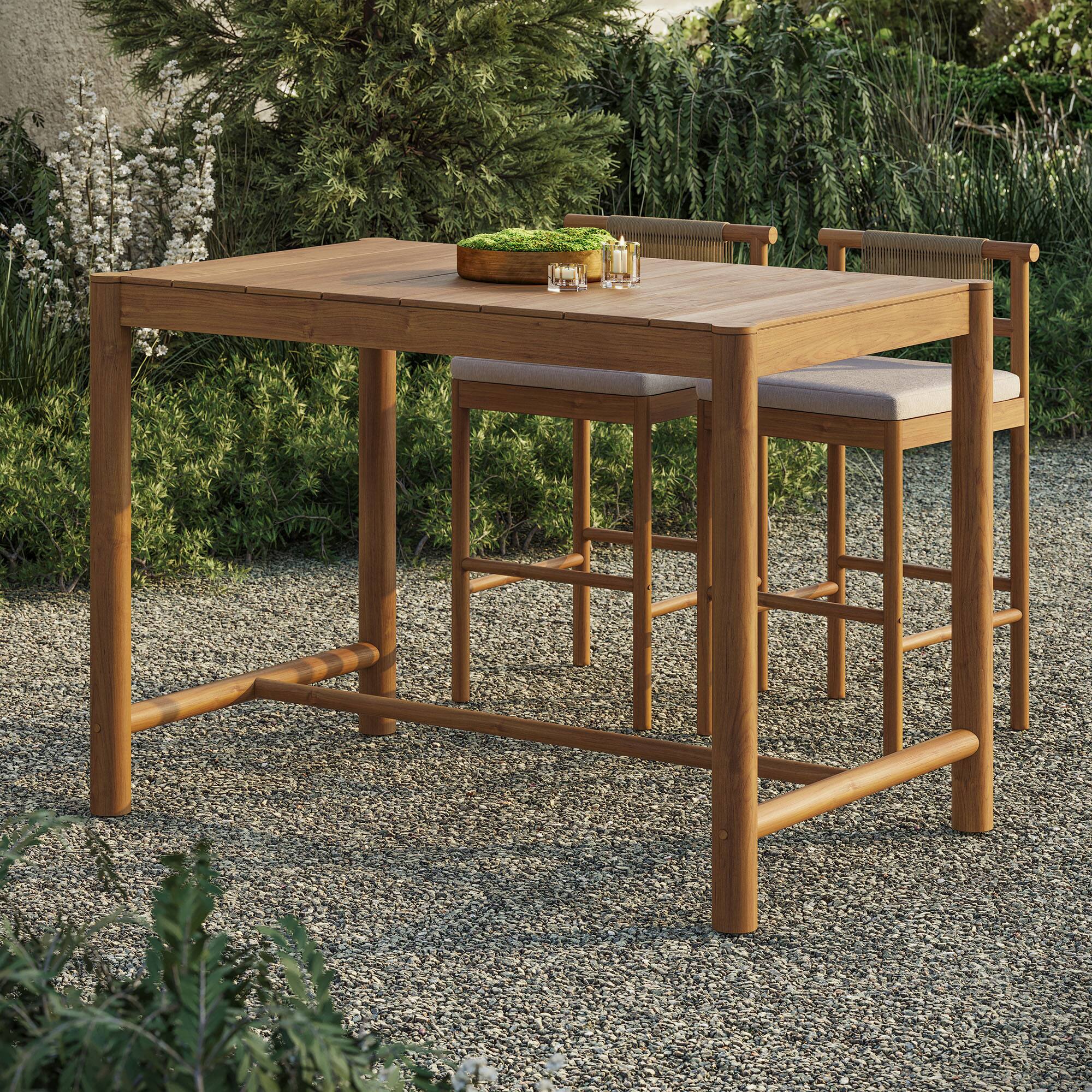 Front. Modway - Eleni Rectangle 56-Inch Outdoor Teak Wood Rectangular Bar Table by Modway - Natural.