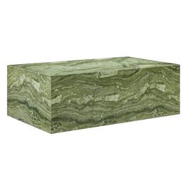 Jordana Square Plinth Indoor - Outdoor Patio Concrete Coffee Table by Modway - Green Marble