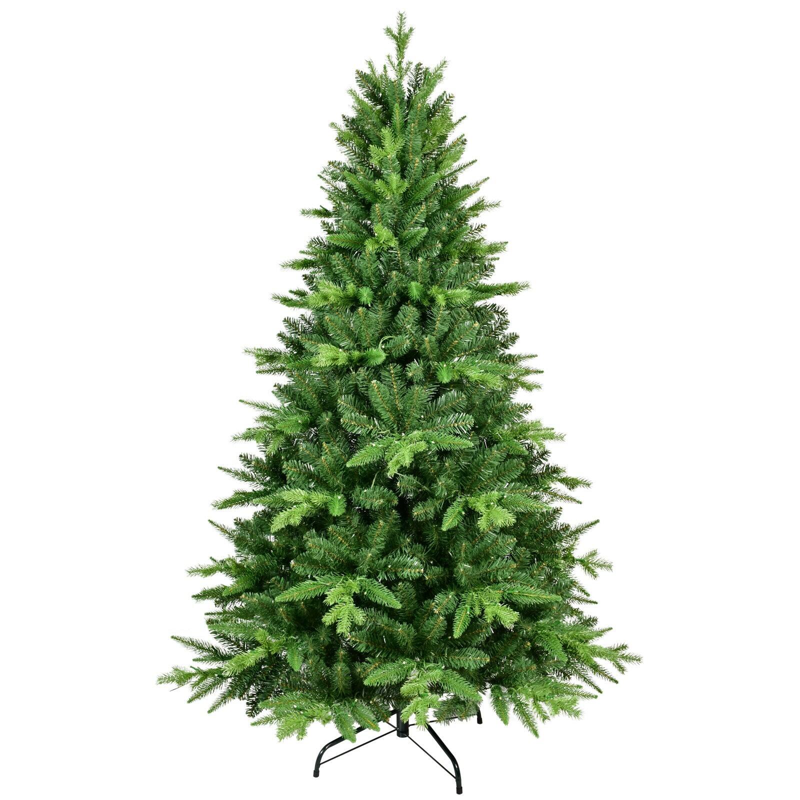 Alt View 9. Boyel Living - 6 ft. Pre Lit Christmas Tree with 350 Warm White LED Lights PE PVC Hinged 1228 Tips with Metal - Green.