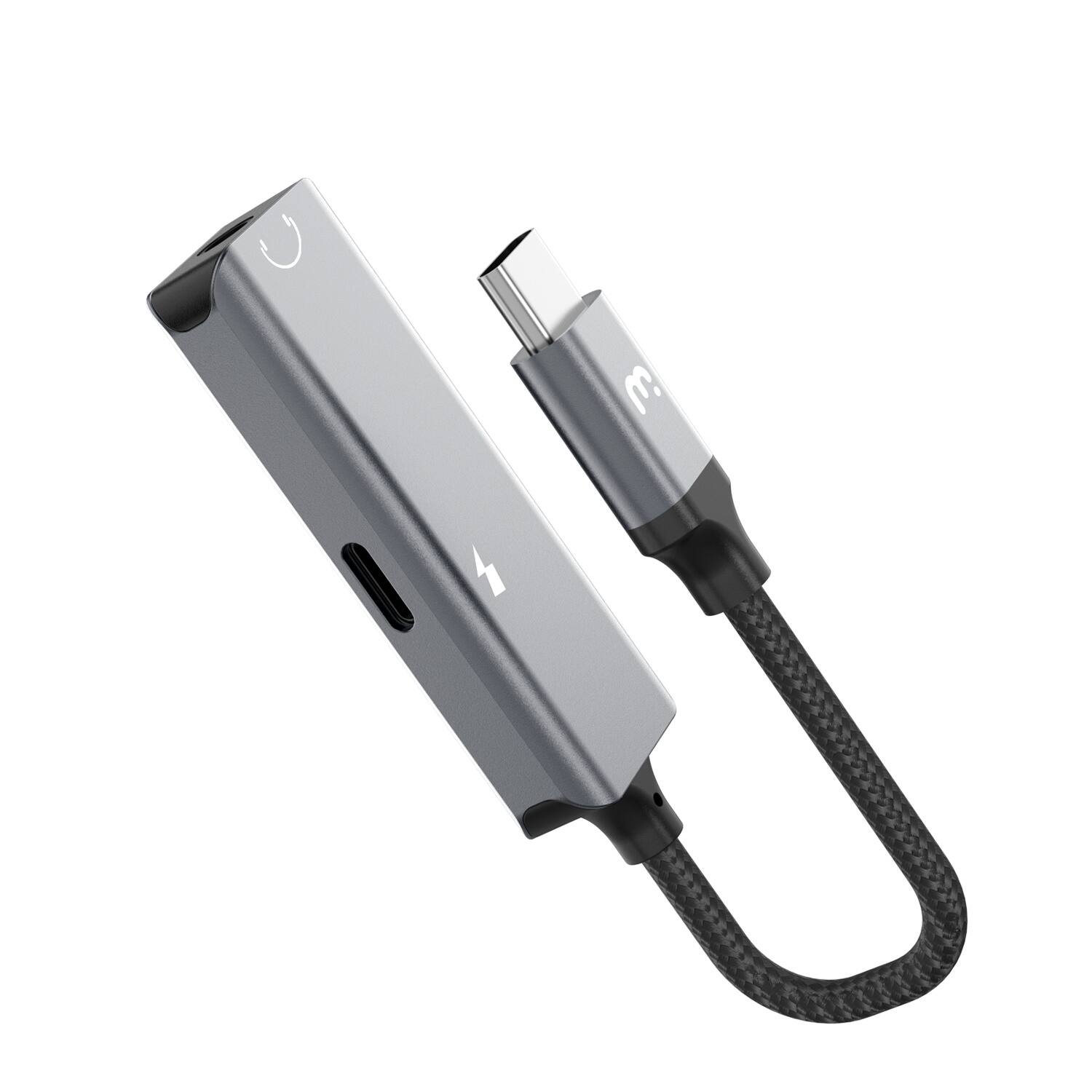 Mybat Pro - USB-C to USB-C & 3.5mm Splitter - Audio and 60W PD Charger Adapter - Gray