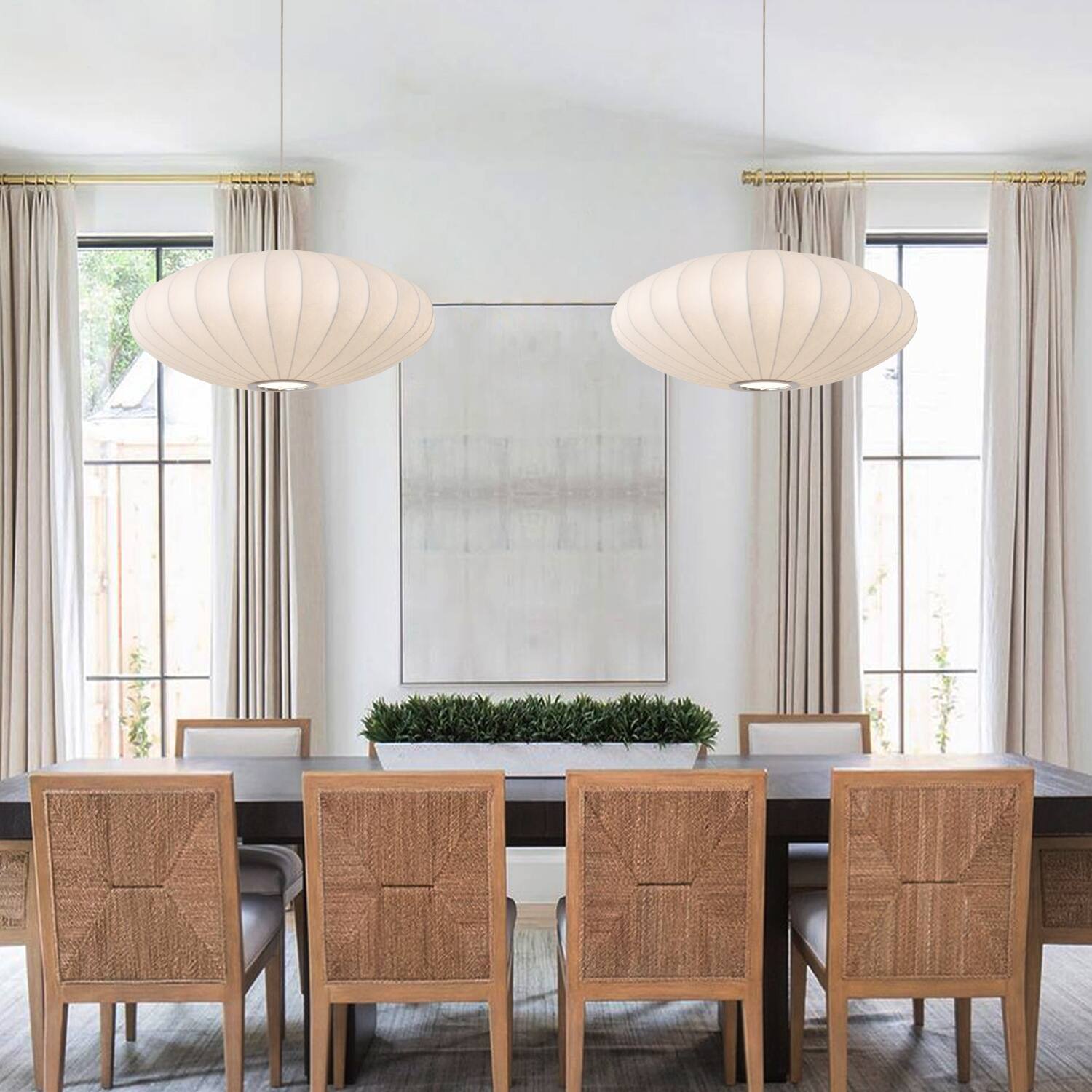 Alt View 5. Umeiluce - 23.6inches Pendant Light Oval Silk shade Lighting Dimmable - White.