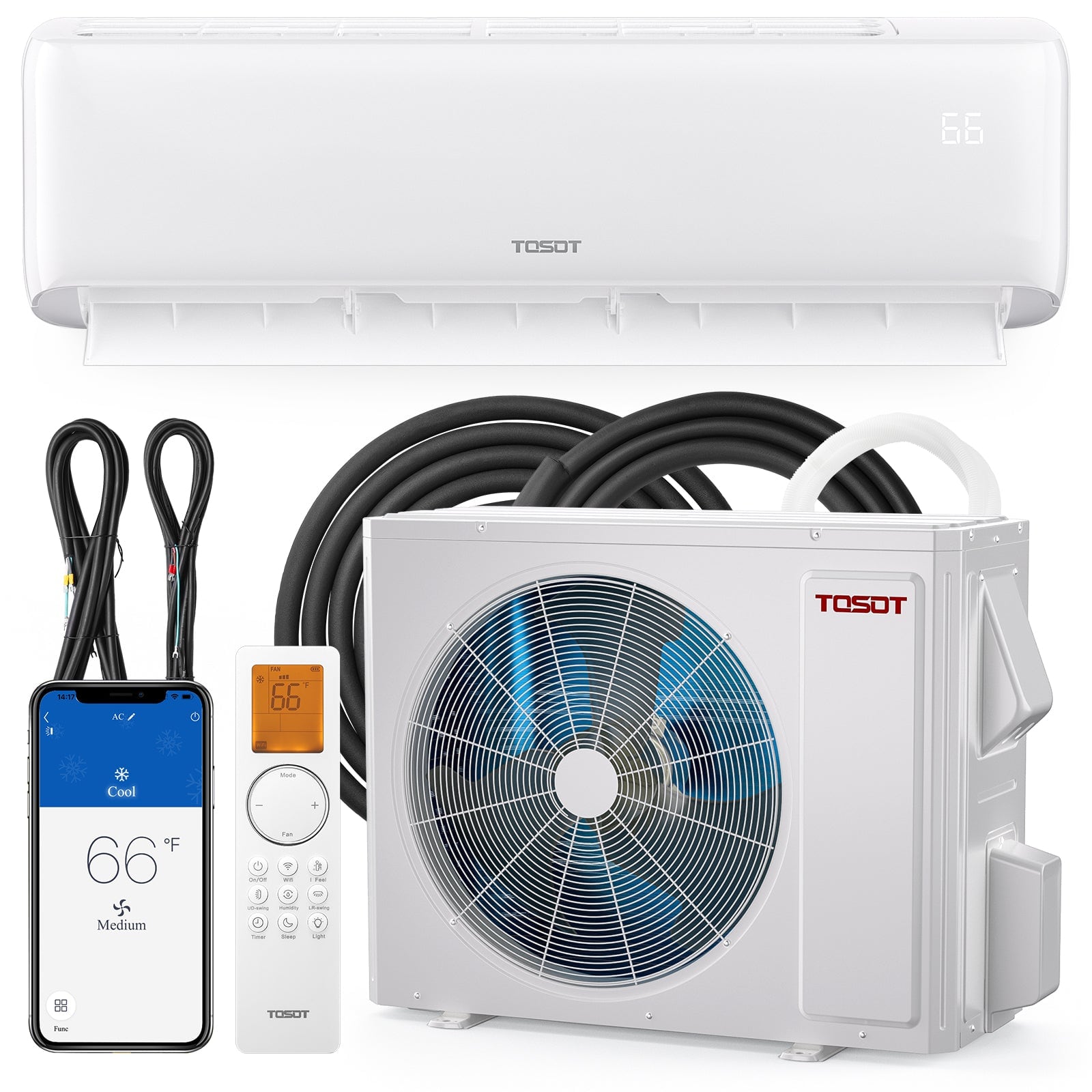Tosot - 12,000 BTU Mini-Split Heat Pump Air Conditioner, 115V, 19 SEER2, WiFi-Enabled Ductless Inverter, Cosmo Series - White