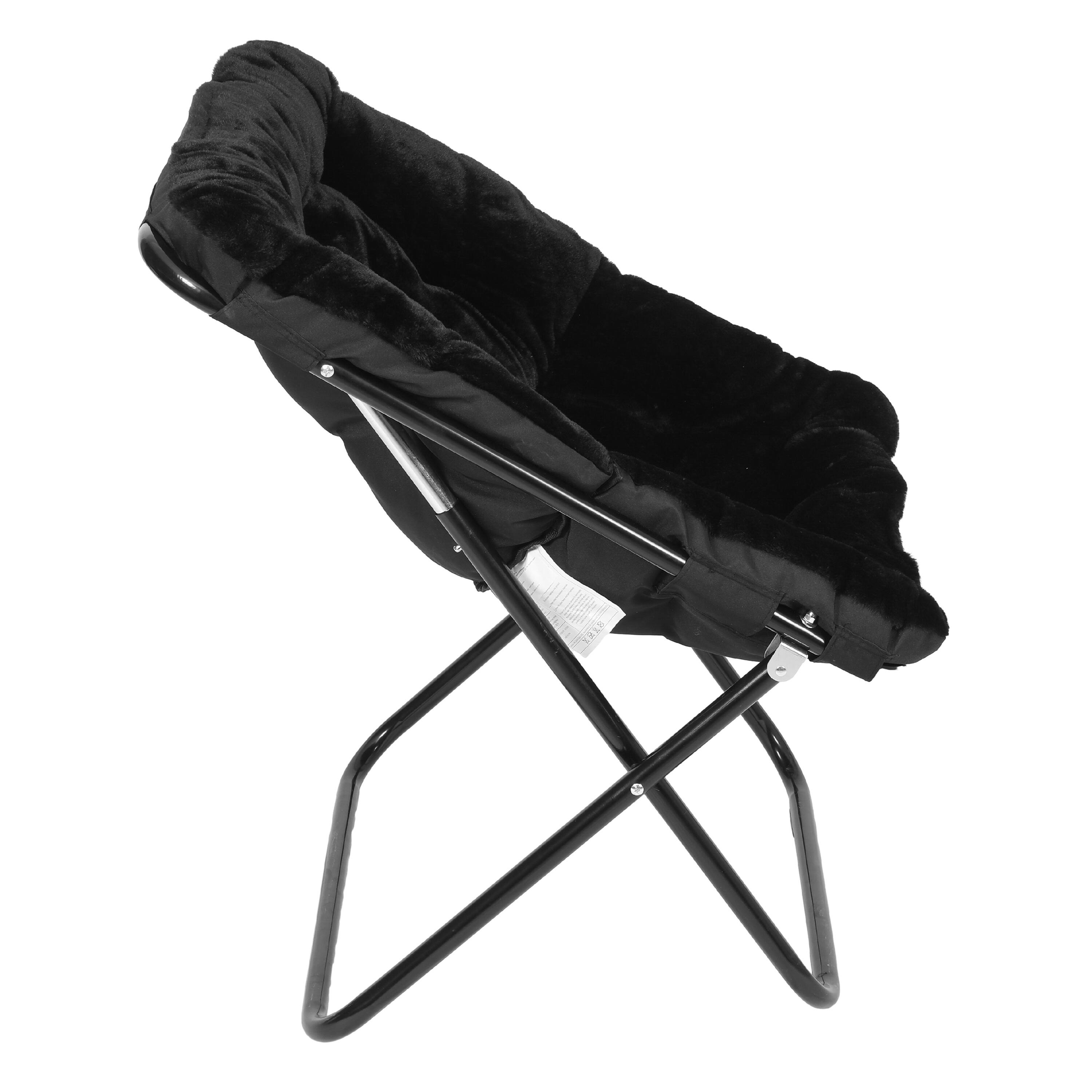 Alt View 8. Emma + Oliver - Aisling Oversized Folding Saucer Chair and Ottoman for Dorm, Bedroom - Black Fabric/Black Frame.