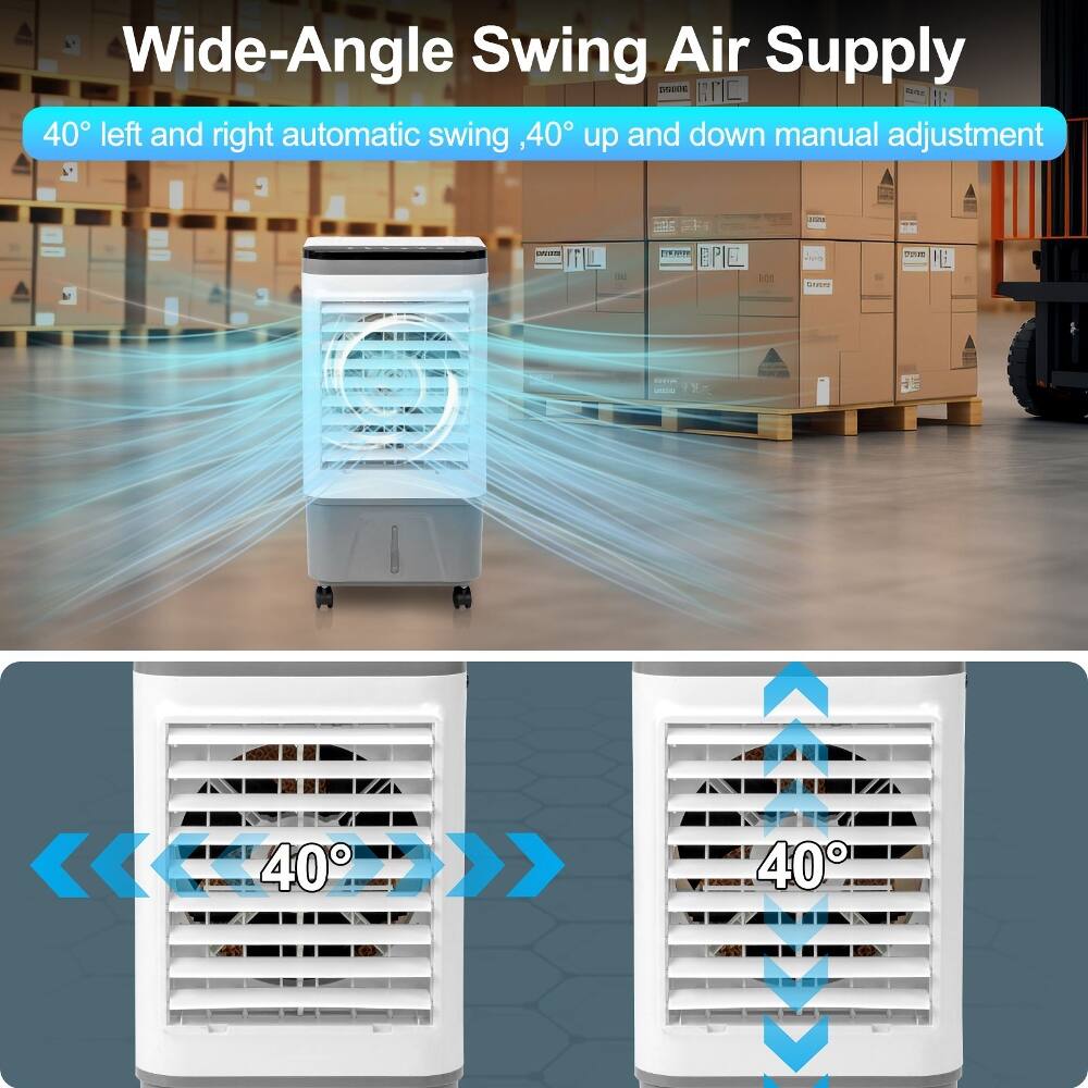 Wide-Angle Swing Air Supply  
40° left and right automatic swing, 40° up and down manual adjustment