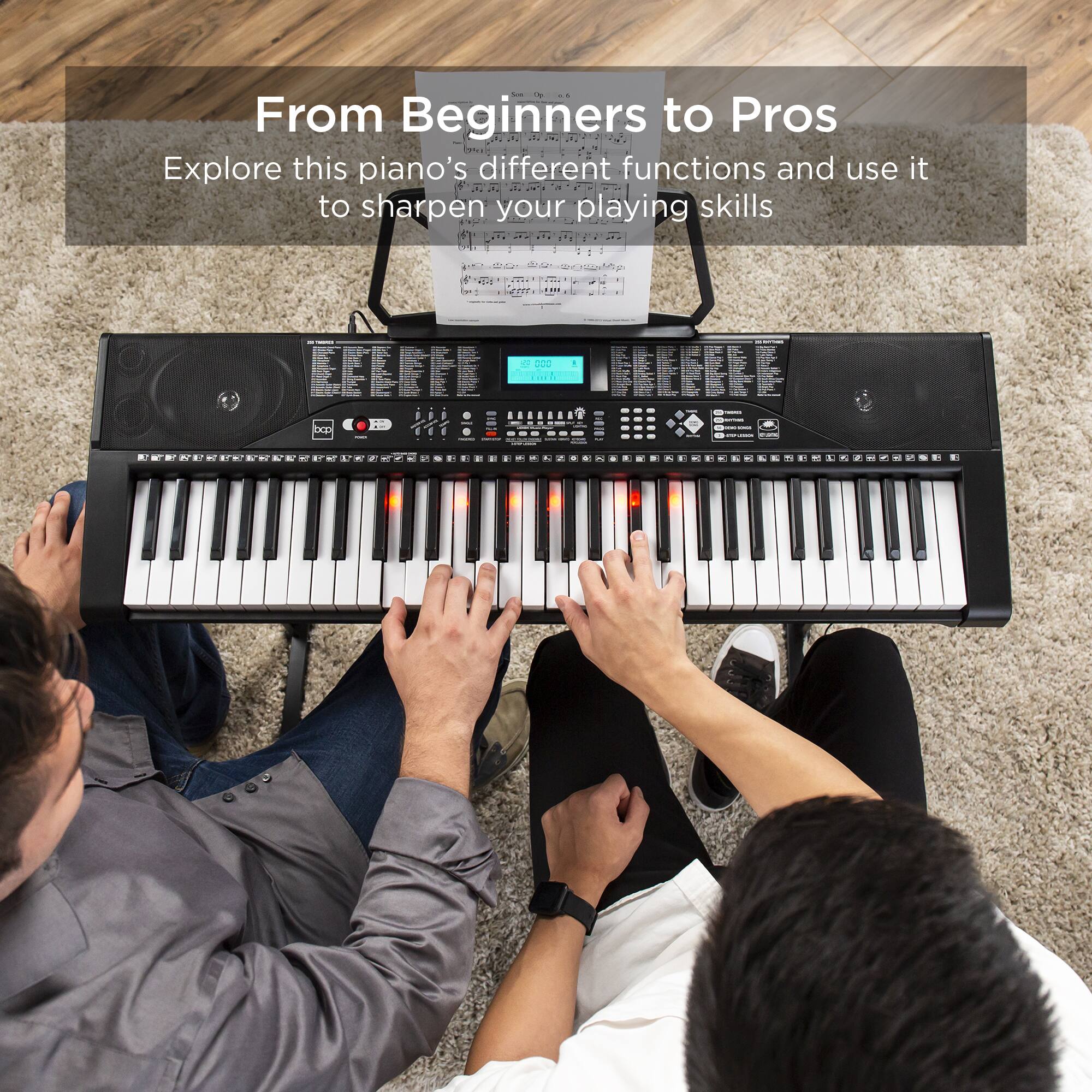 From Beginners to Pros  
Explore this piano's different functions and use it to sharpen your playing skills