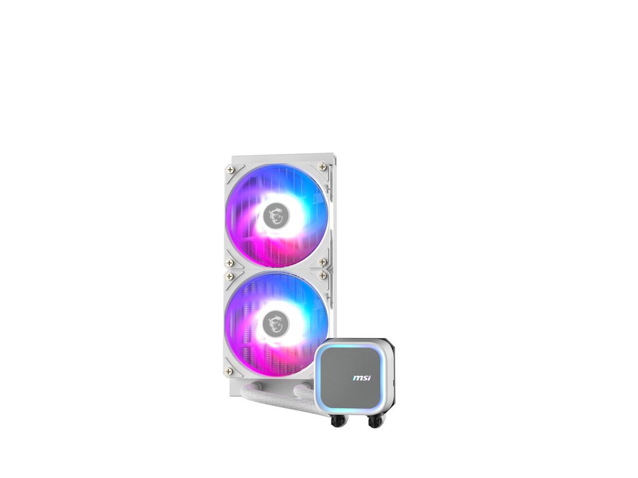 Left. MSI - MAG Coreliquid A13 240 Cooling Fan/Radiator/Water Block/Pump - White.
