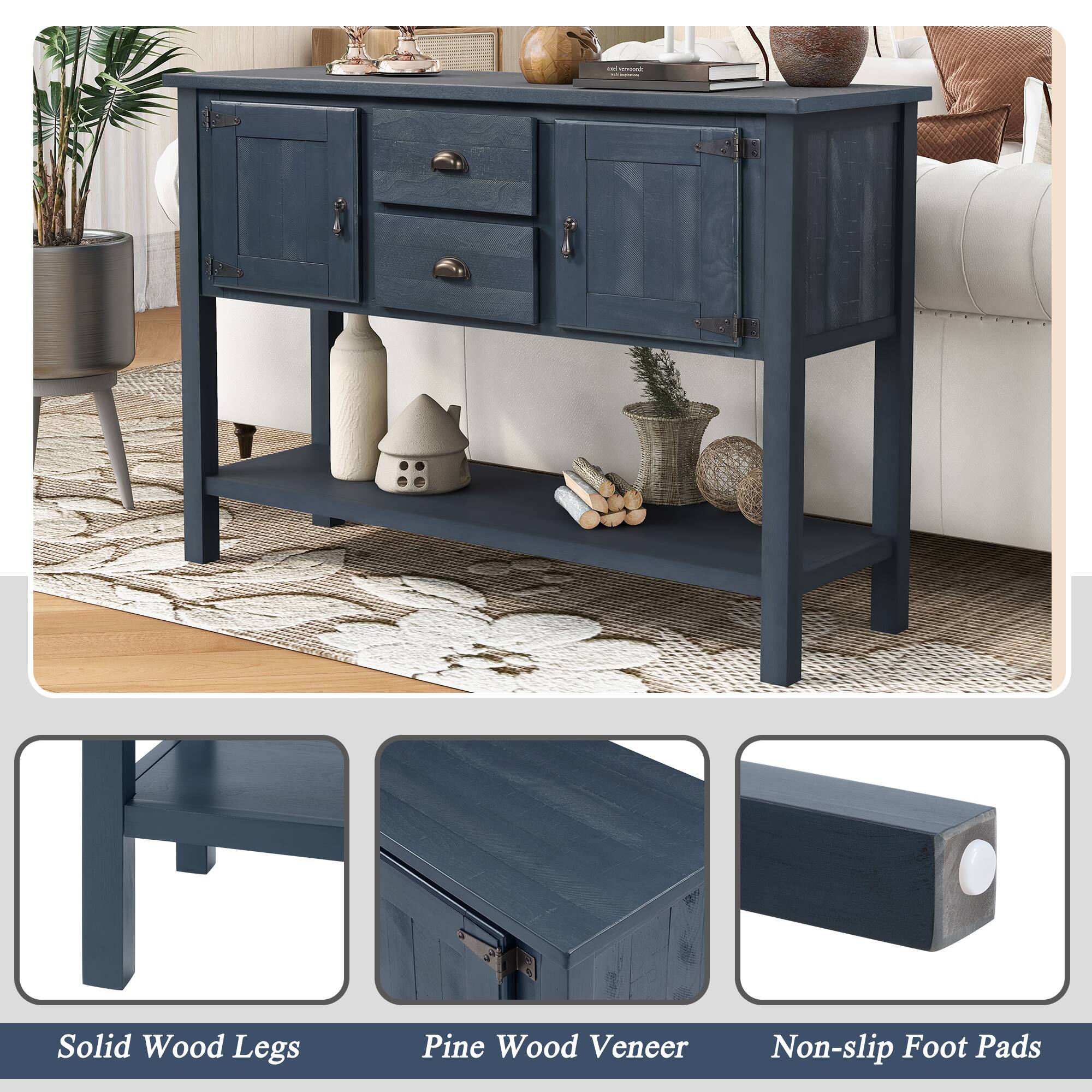 - Solid Wood Legs
- Pine Wood Veneer
- Non-slip Foot Pads