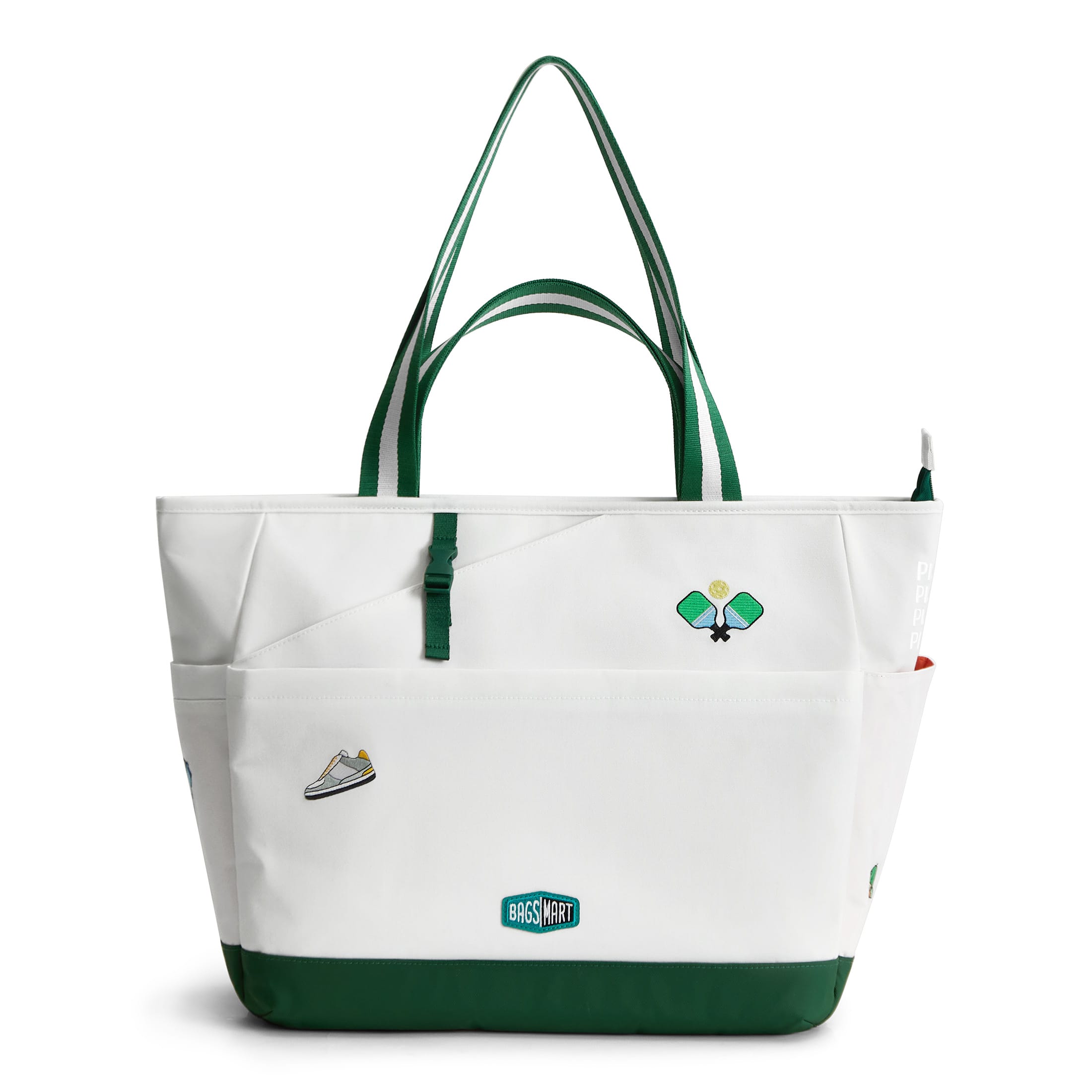 Bagsmart - Advantage 15L Pickleball Tote, Water-Repellent Tote with 16" Laptop Sleeve for Court & Commute - Wimbledon White
