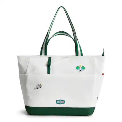 Front. Bagsmart - Advantage 15L Pickleball Tote, Water-Repellent Tote with 16" Laptop Sleeve for Court & Commute - Wimbledon White.