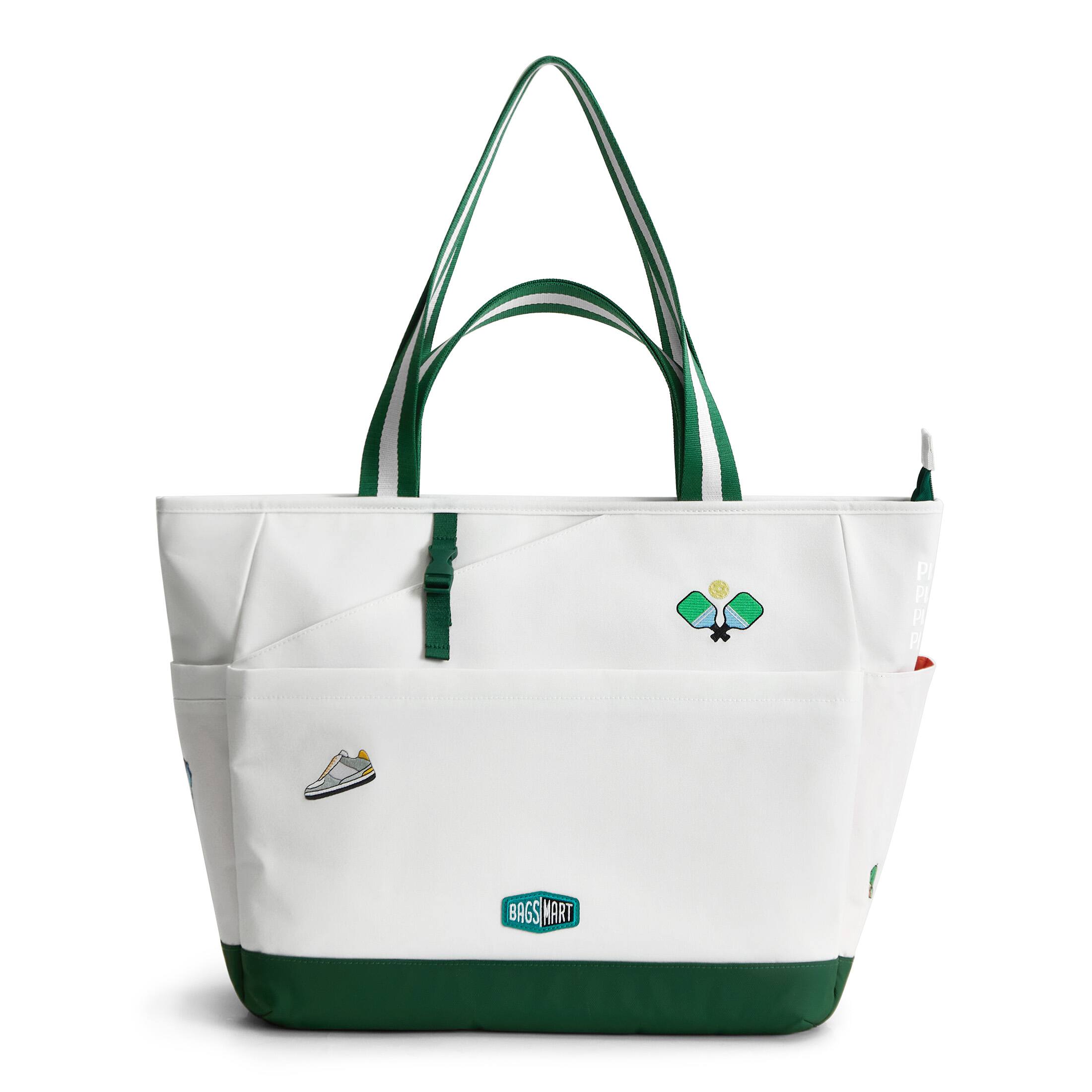 Front. Bagsmart - Advantage 15L Pickleball Tote, Water-Repellent Tote with 16" Laptop Sleeve for Court & Commute - Wimbledon White.