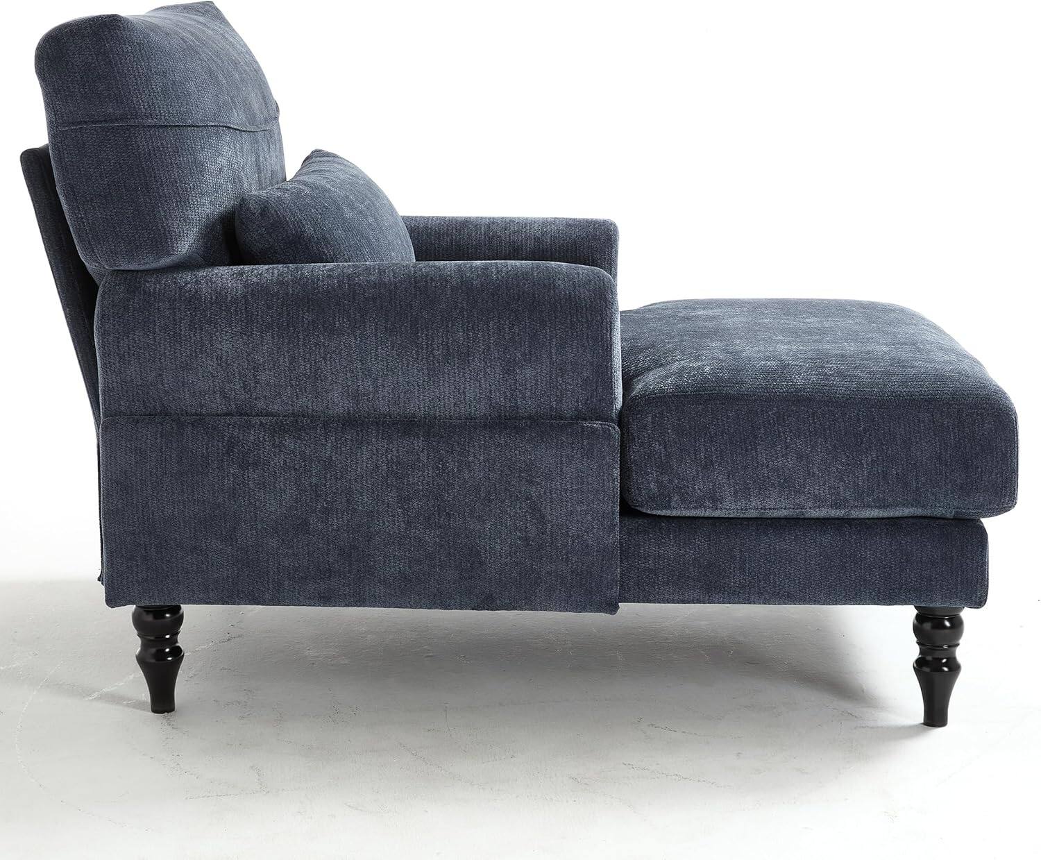 Alt View 6. Trinkets Crazed - Chaise Lounge Chair Indoor, Modern Leisure Sleeper Sofa Chair w/Double Deep Cushion, Accent Upholstered Readi - blue.