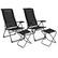Front. Costway - 4PCS Patio Folding Dining Chair Ottoman Set Adjustable Back Camp Black - Black.