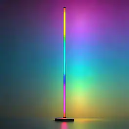 COWIN - RGB LED Corner Floor Lamp with Remote Control 16 Million Colors Music Sync Timer for Living Room Bedroom Gaming - Black