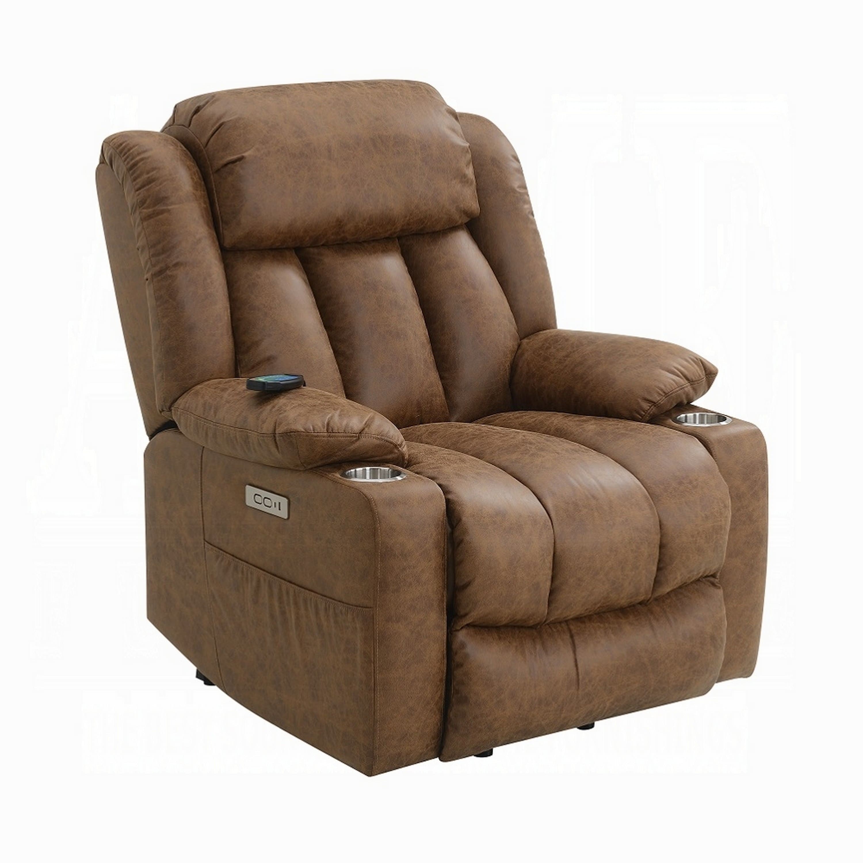 Manhattan Lane - Mario Power Recliner Lift Chair, Heating Massage, Faux Leather - Brown