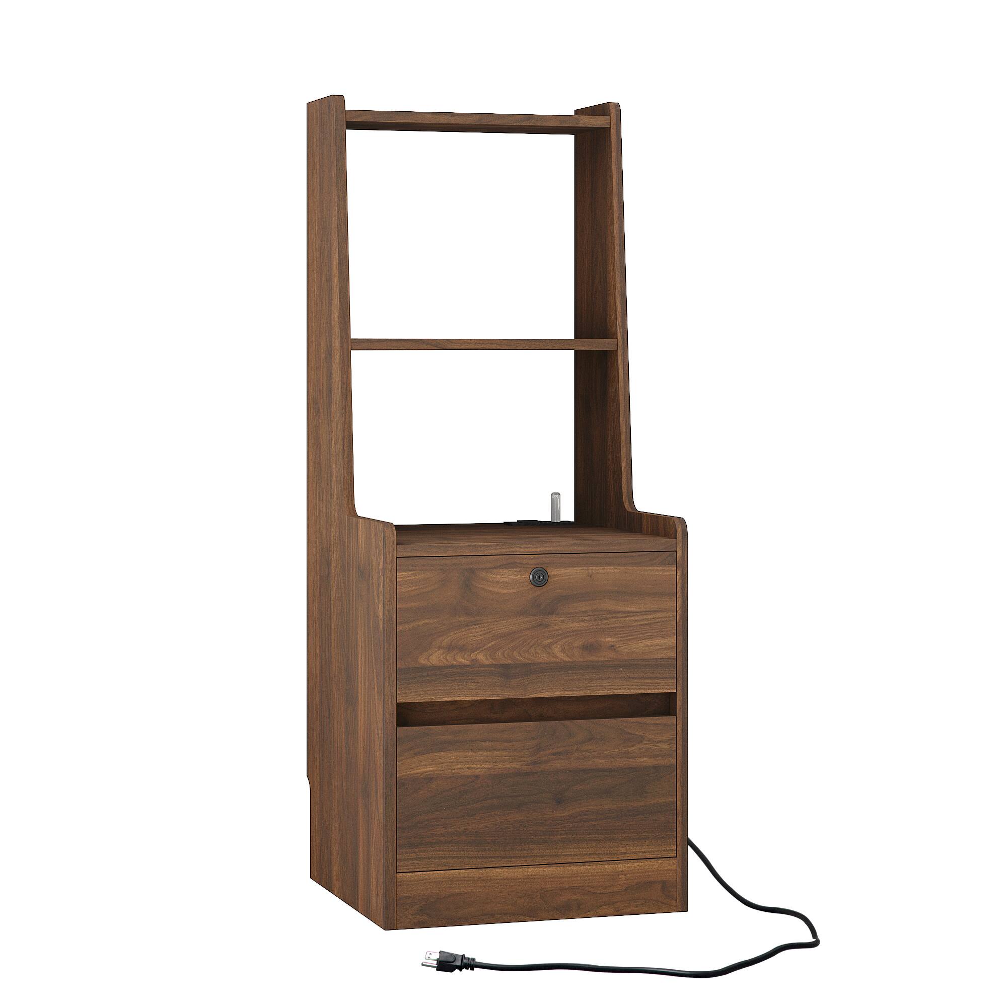 Alt View 7. Tiramisubest - Modern Smart Nightstand with Charging Station,Night Light&Bookshelf,Bedside Table with Storage Cabinet for Bedroom,Wood - Wood.