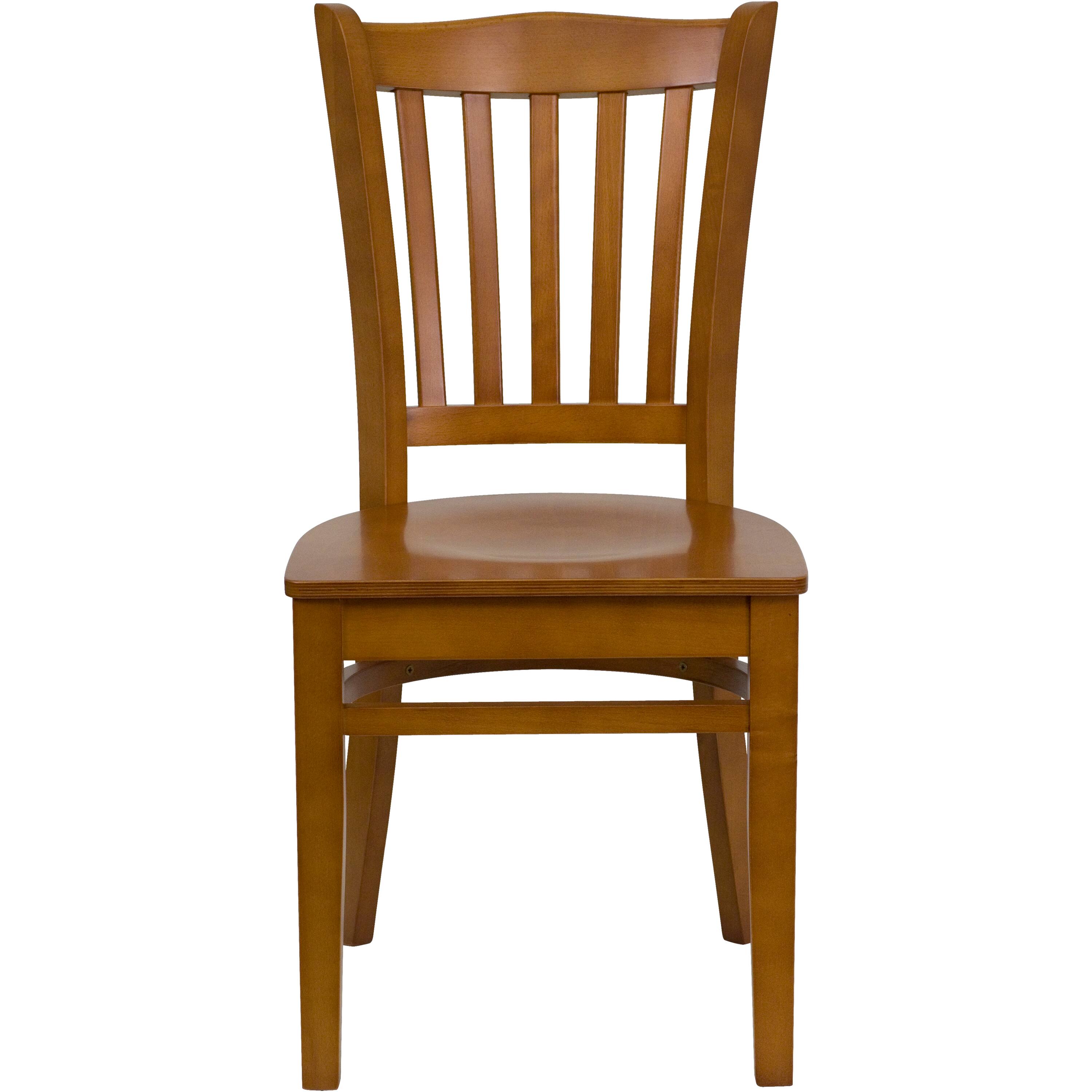 Alt View 5. Emma + Oliver - Vertical Slat Back Wooden Restaurant Dining Chair - Cherry Wood Seat/Cherry Wood Frame.