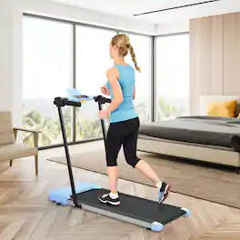Akoasm - Walking Pad Folding Treadmills for Home with LED Displays and Built-in Wheels for Walking & Running - Blue