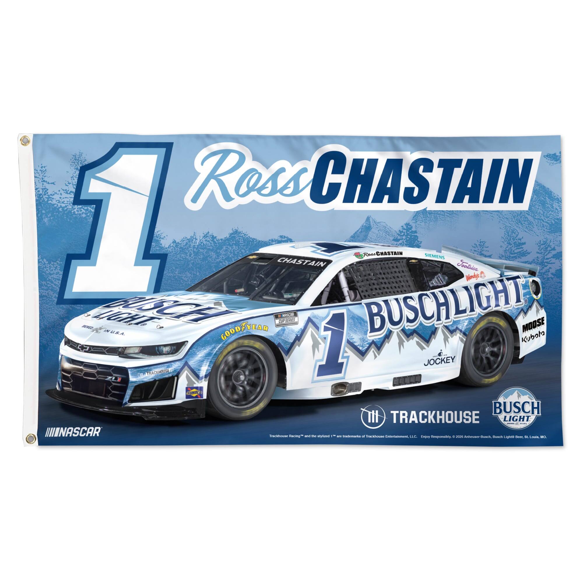 Ross Chastain  
1  
Chastain Racing  
Good Year  
Busch Light  
Moose  
Kubota  
Jockey  
Trackhouse  
NASCAR