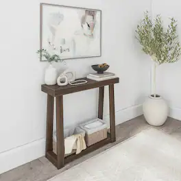 Plank+Beam - Classic Console Table with Shelf - 36 inches - Walnut