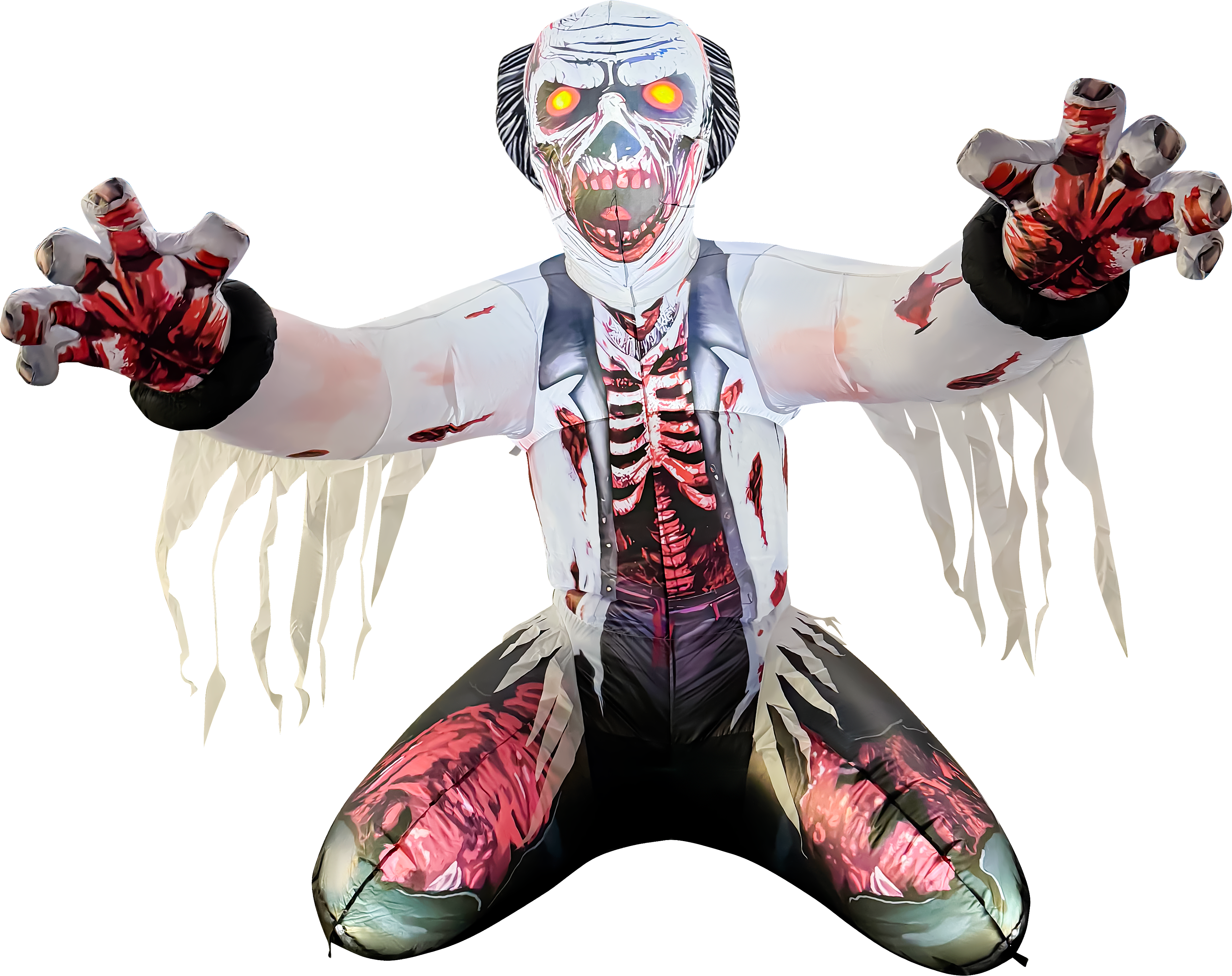 GOOSH Inflatables - GOOSH 6FT Inflatable Zombie with Glowing Eyes – Light-Up Halloween Yard Decoration - White