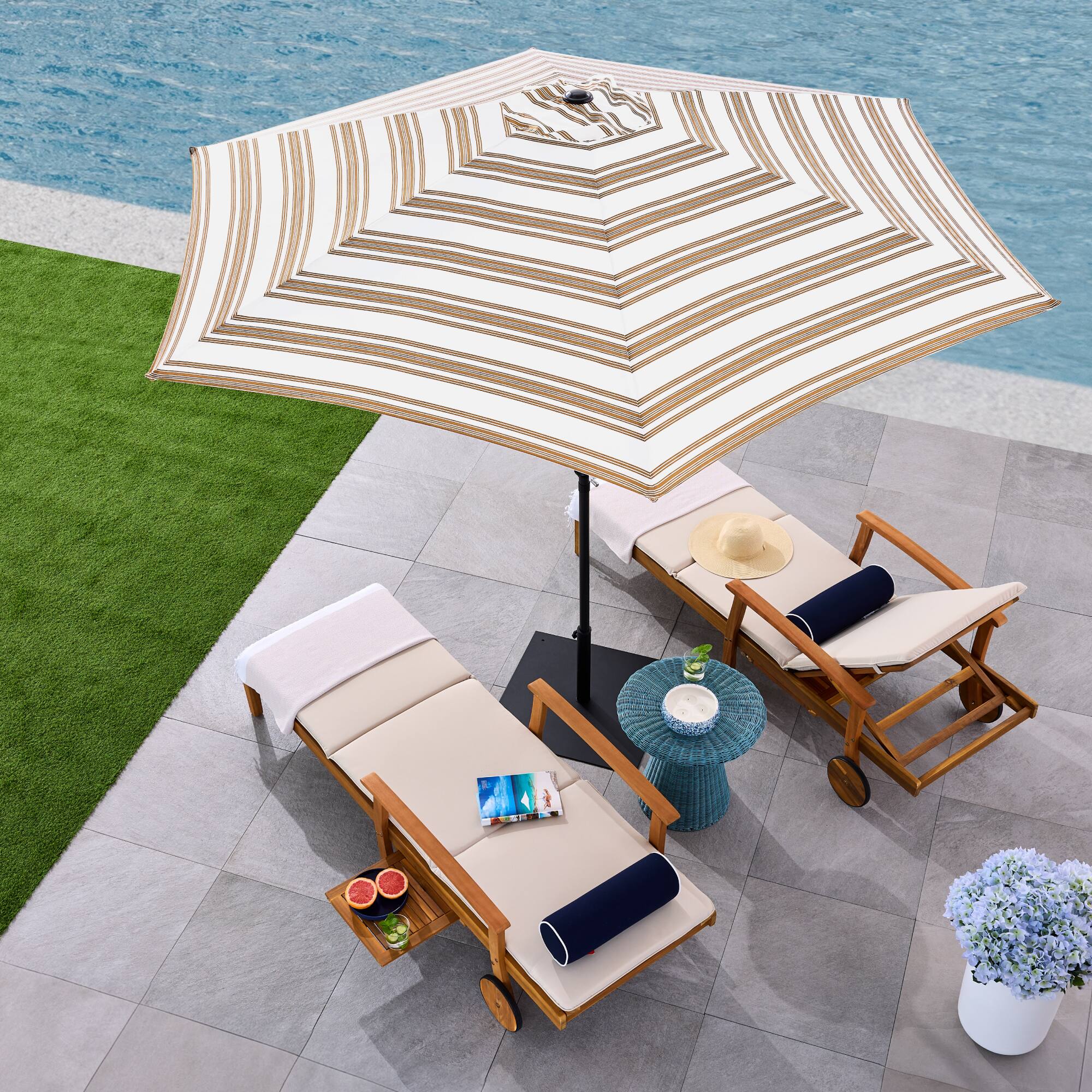Alt View 4. Best Choice Products - Best Choice Products 10ft Outdoor Steel Market Patio Umbrella w/ Crank, Tilt Push Button, 6 Ribs - Striped Tan - Striped Tan.