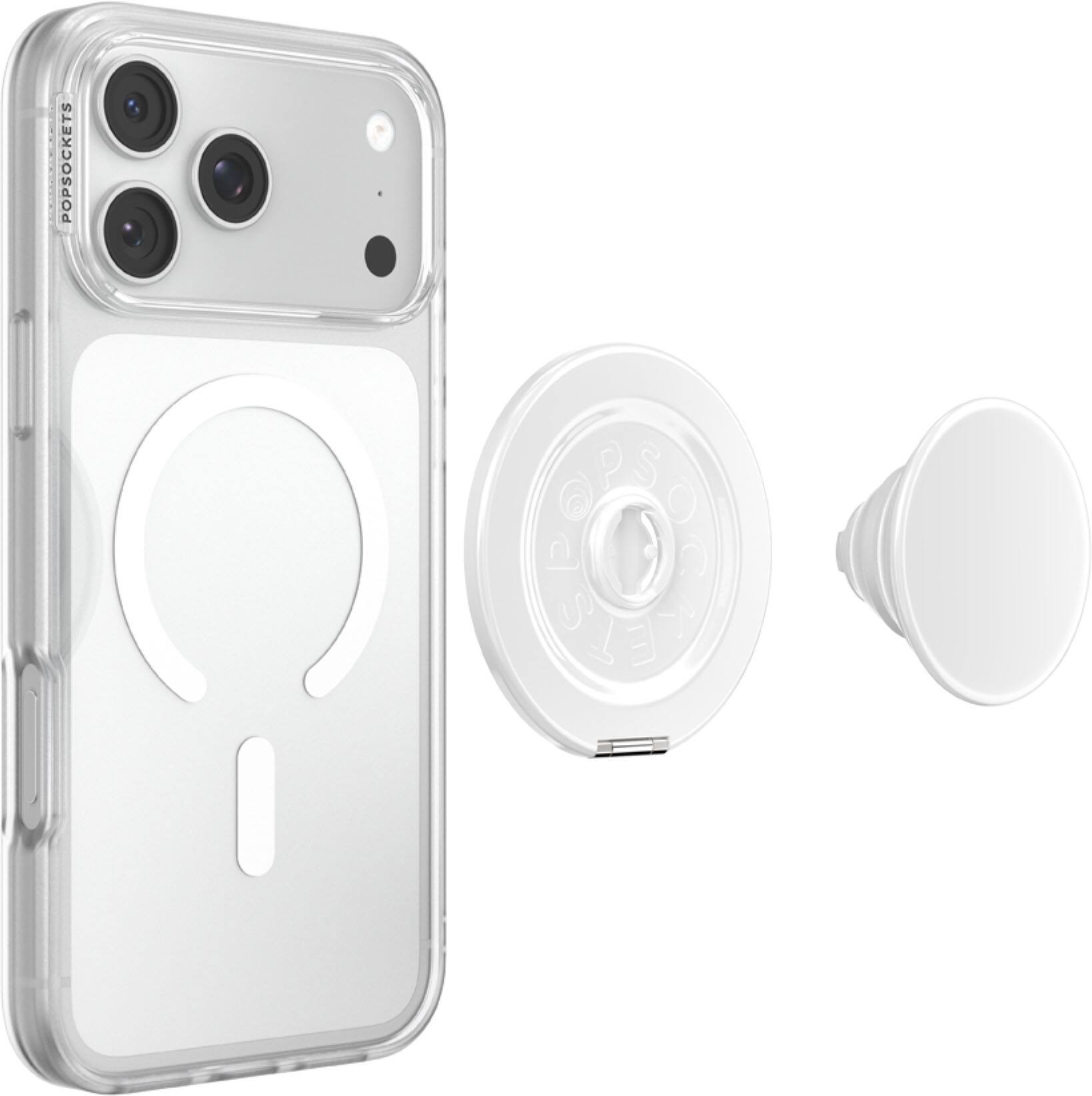 Left. PopSockets - MagSafe Kick-Out BASE Only, Compatible Only with PopTops, Universal Magnetic Grip Base for Cell Phones - Glossy White.