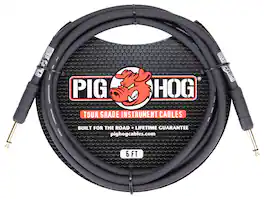 Pig Hog - Tour Grade 6 ft Instrument Cable 1/4 Inch to 1/4 Inch Straight Connectors - PH6R - Black