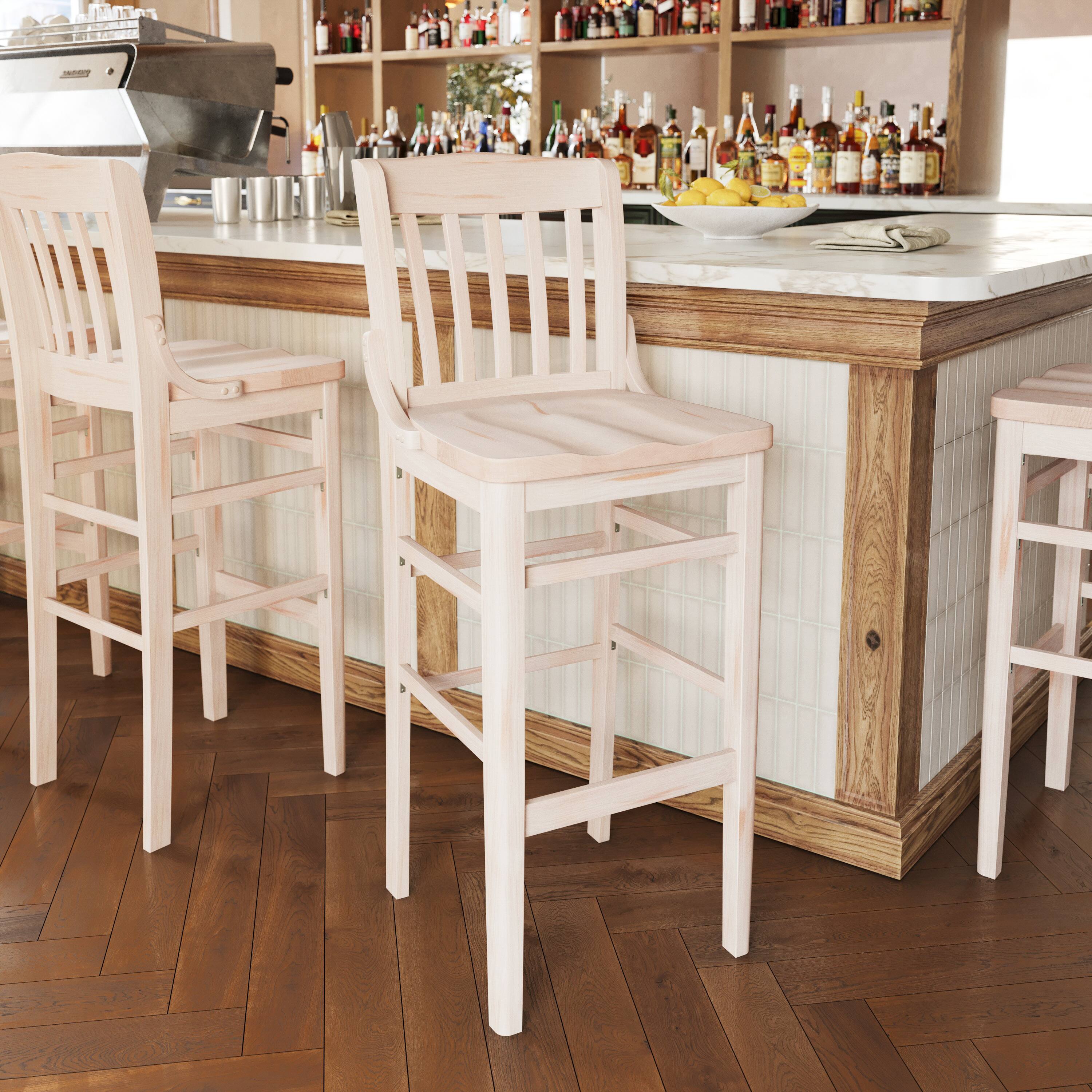 Alt View 1. Flash Furniture - HERCULES School House Back Antique White Wood Restaurant Barstool - White.