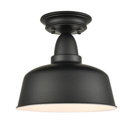 MOOSE - Farmhouse Matte Semi-Flush Mount Ceiling Light Barn Shape - Black