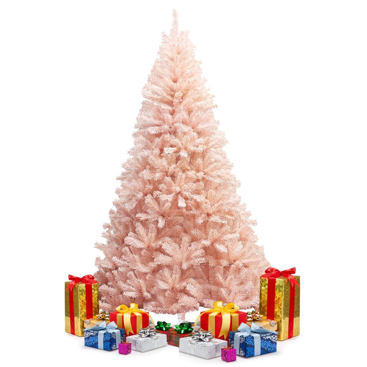 Alt View 1. Gymax - Gymax 7ft Pink Classic Pine Christmas Tree Artificial Hinged Tips (Pink) - Pink.