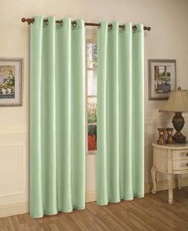 J&V TEXTILES - 2 Panels Solid Grommet Faux Silk Window Curtain Drapes Treatment 58" Wide and 84" Length - 2-MIRA MINT