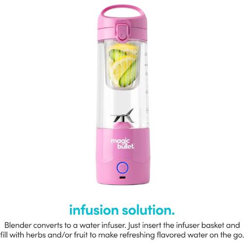 Magic Bullet Infusion Solution. Blender converts to a water infuser. Just insert the infuser basket and fill with herbs and/or fruit to make refreshing flavored water on the go.