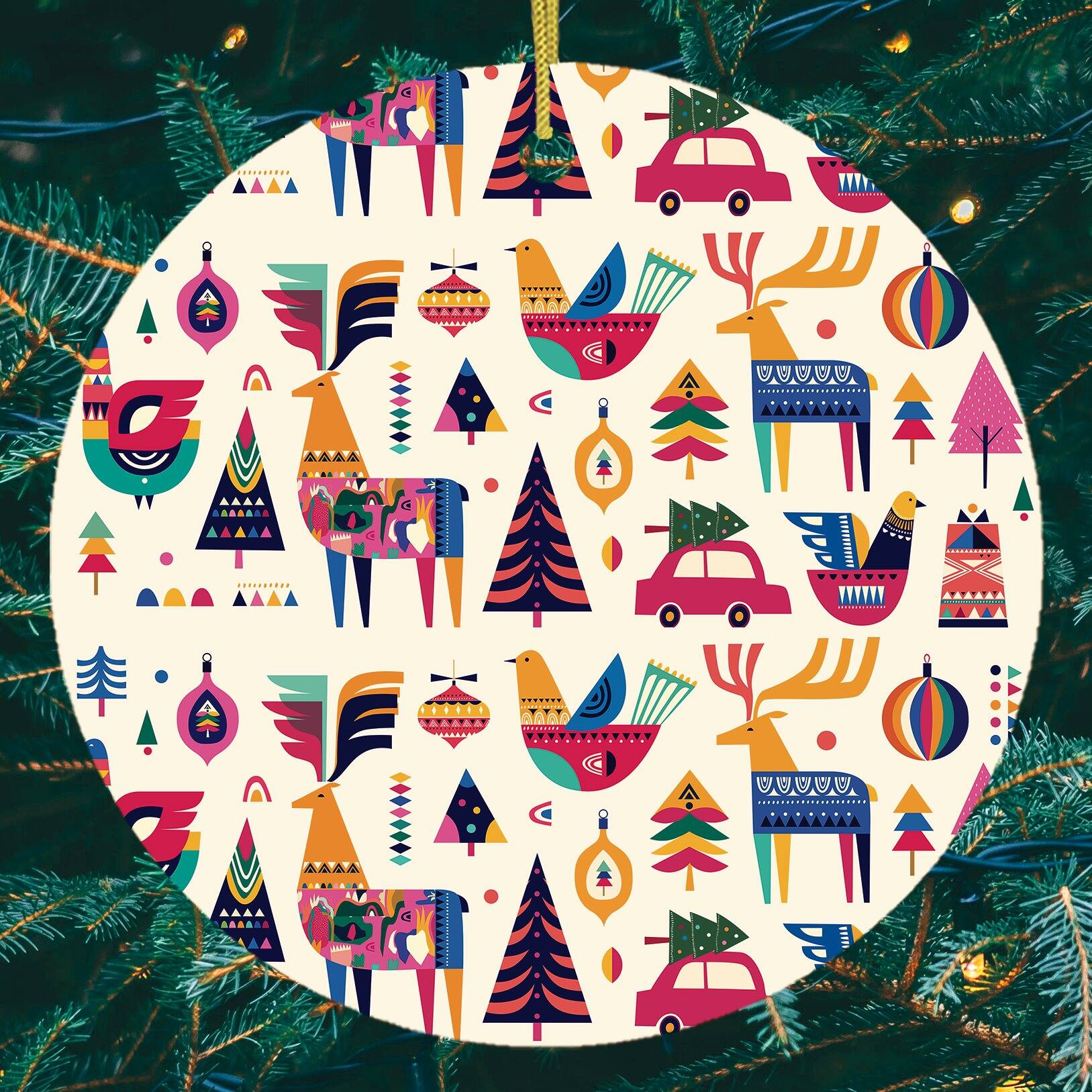 Back. OrnamentallyYou - Scandinavian Folk Style Christmas Ornament - Multi-colored.