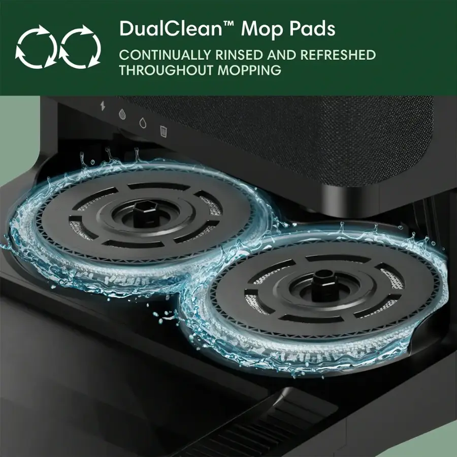 DualClean M Pads are continuously rinsed and refreshed throughout mopping.