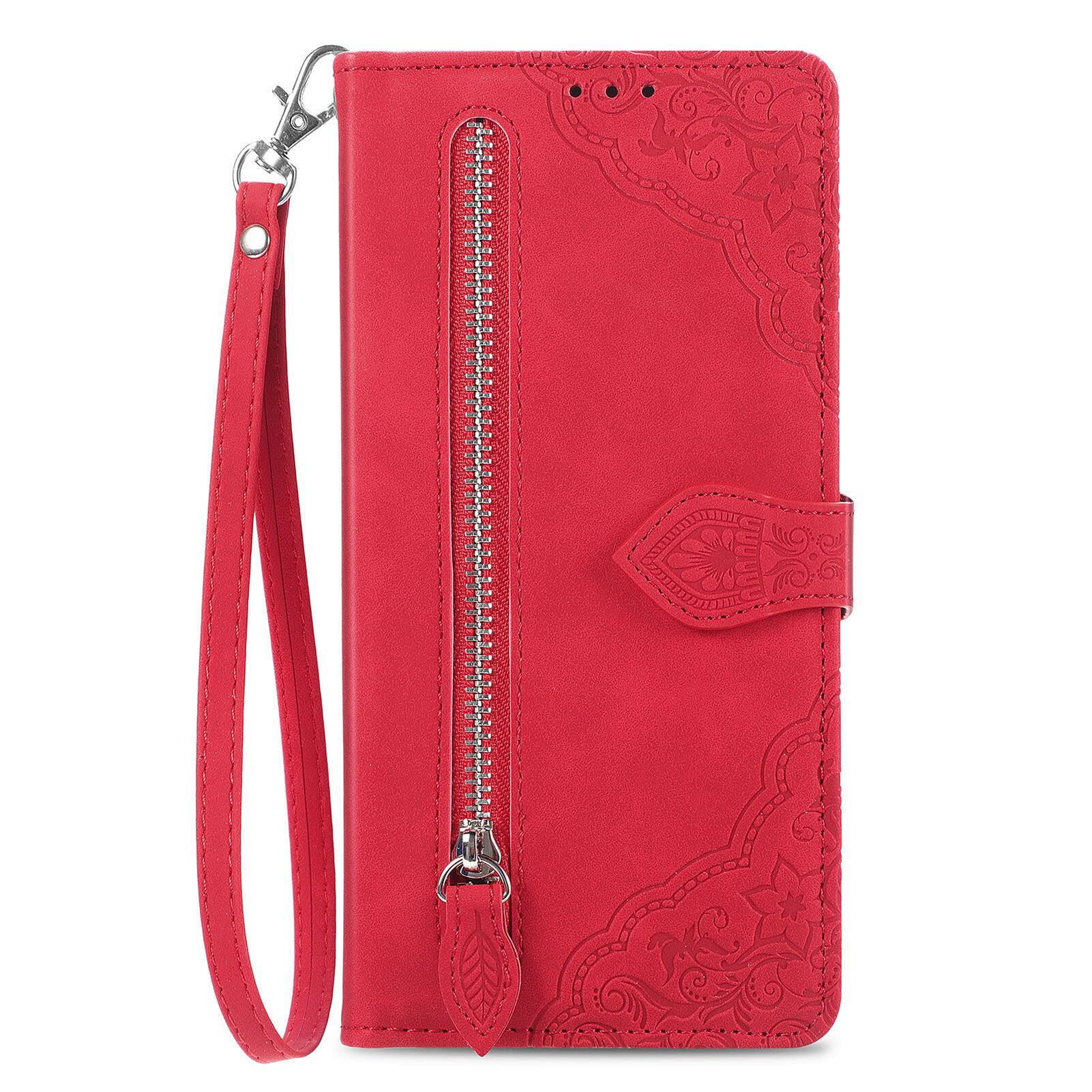 Alt View 1. Dteck - for Apple iPhone 17 Pro Max Wallet Case,Folio Shockproof PU Leather Card Holder Cover with Zipper Pocket & Wrist Strap - Red.