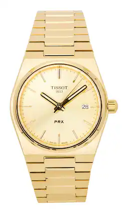 Tissot - PRX Gold Tone Stainless Steel Dial Swiss Quartz T137.210.33.021.00 100M Women's Watch - Champagne